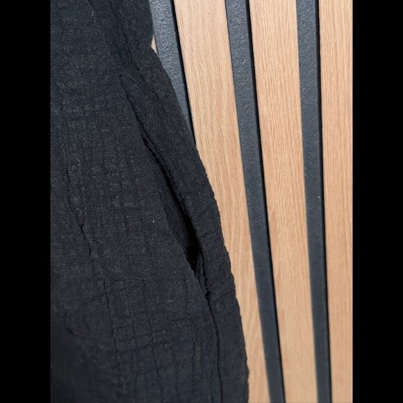 Zara One Piece XS Black Textured Henley Roll Tab Short Sleeve Pockets Romper - Picture 7 of 11